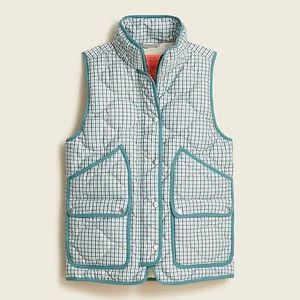 JCREW Quilted Puffer Vest NWT Sz Small Aqua Multi